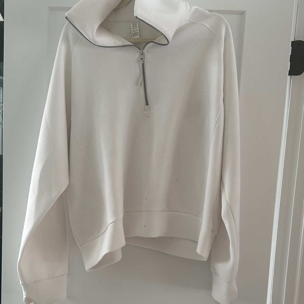 Spanx White Air Essentials Half-Zip Sweatshirt - image 1